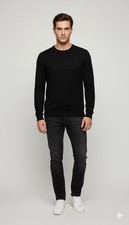 Men's Gap Black Crew Neck Sweater - 100 Cotton - EUC