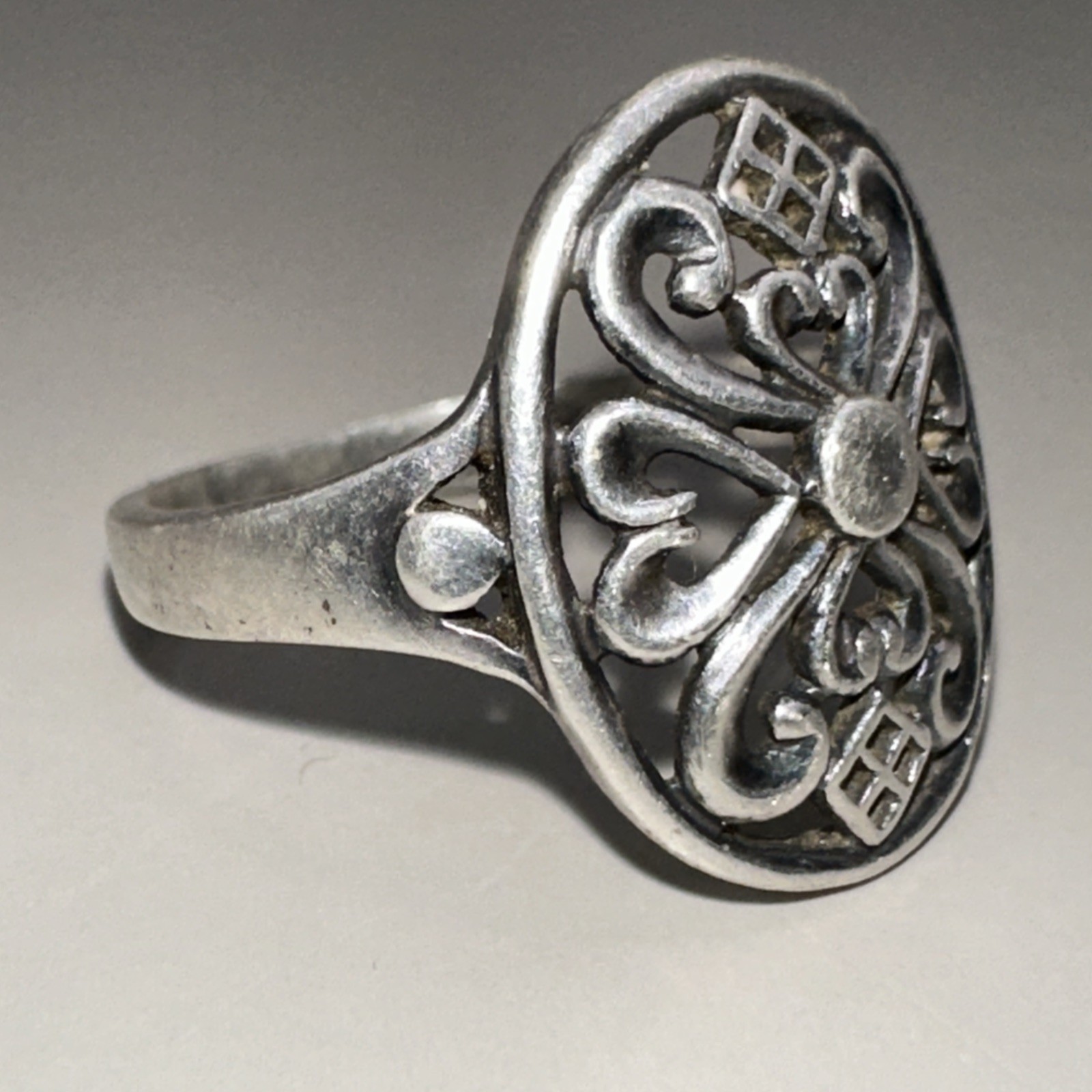 Scroll Design Open Sterling Silver Ring Size 6.5(… - image 2