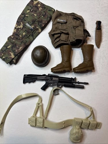 Vintage Hasbro G I Joe Accessories Lot Gun Helmet Boot Weapons Belt Vest