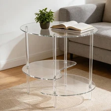 3 Tier Small End Table NightStand Housewarming Corners Acrylic Side Table