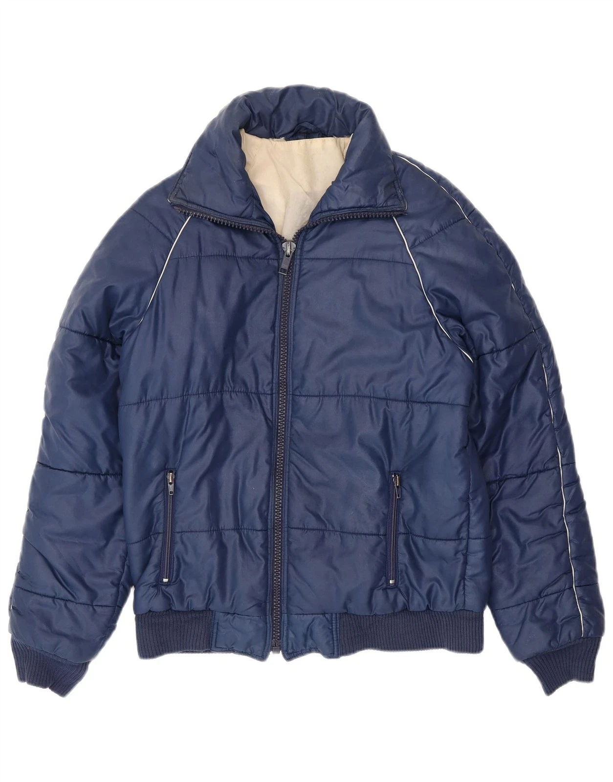 VINTAGE Mens Windbreaker Jacket UK 38 Medium Navy Blue Polyester DR20