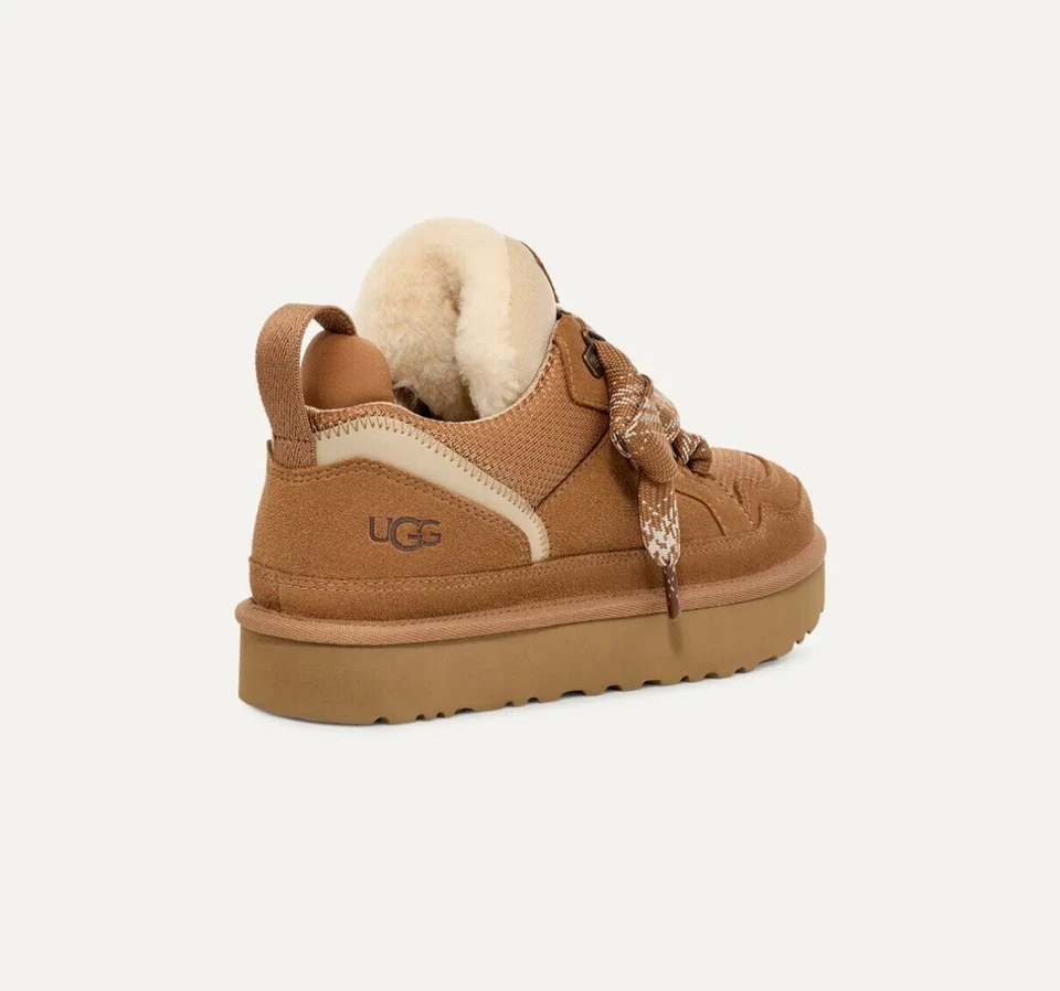 2025 UGG Lowmel Brown Suede Sheepskin Trainers Woman Christmas Gifts - Image 4 of 4