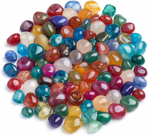 Trommelsteine Set 50 Stück Bunte Edelsteine Mischung 9 mm 15 mm Achat Halbedelst