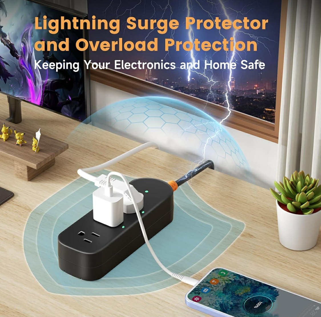 IPX6 Waterproof Outdoor Power Strip 6FT Heavy Duty Cord 4 AC Outlets