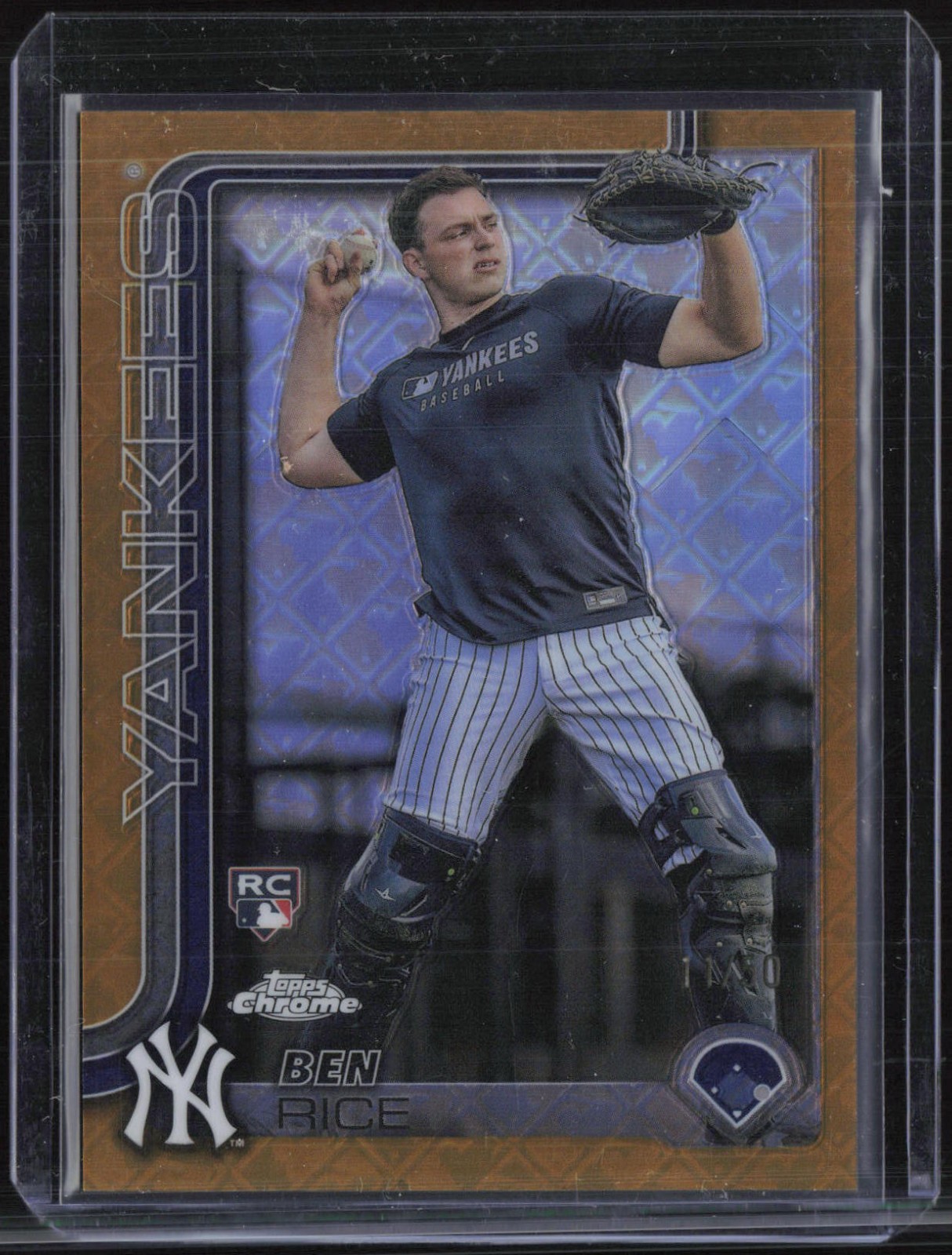 2025 Topps Chrome Gold Logofractor #139 Ben Rice /50 RC Rookie 