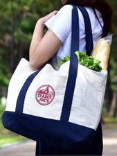 Trader Joe  s Canvas Tote Shopping Bag - LARGE CLASSIC NAVY BLUE NWT