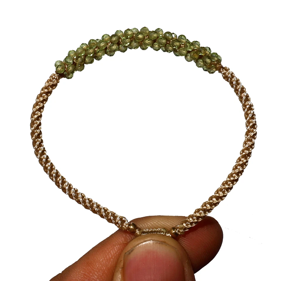 Sunlit Olivine~ Natural Peridot Artisan Made Beaded Macrame Gemstone Bracelet - Image 3 of 4