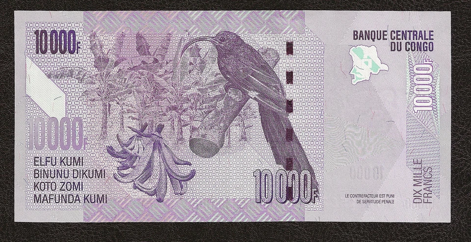 CONGO D.R. 10000 Francs REPLACEMENT *Z* Suffix 2013 P-103 UNC Uncirculated - Image 3 of 3