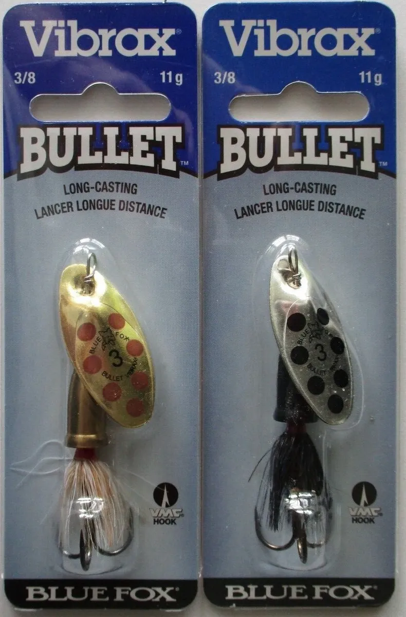 2 - BLUE FOX Vibrax Bullet Fly Spinners - Size 3 (3/8 oz.) - Two