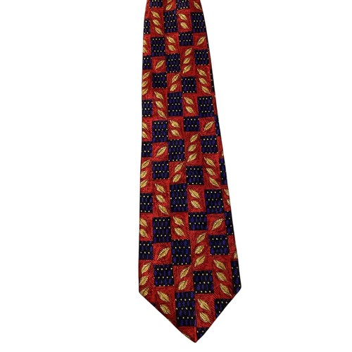 ROBERT TALBOTT Best of Class Silk Necktie USA Designer FLORAL Geometric Red EUC - Picture 2 of 3