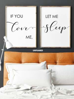 If You Love Me Let Me Sleep, Set of 2 Prints, Minimalist Art, Typography Art