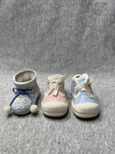 3 Vintage Ceramic Baby Showers Boy  Girl Shoes