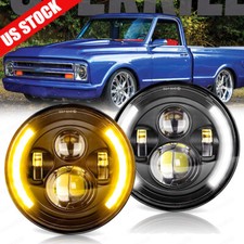 Pair 7inch Led Headlights Round Halo Drl For Chevy Chevelle 1971 1972 1973