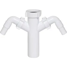 Drain Waste Trap Pipe Connector 1 1/2" BSP x 40mm with Double Dishwasher Input