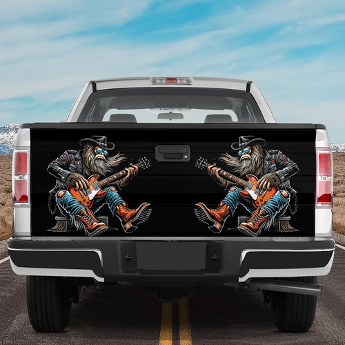Bigfoot Guitarist Tailgate Wrap, Bigfoot Playing Guitar Truck Decal - Picture 2 of 5