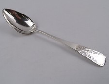 Biedermeier Suppenl&ouml;ffel Menuel&ouml;ffel 12 Lot Silber JH floral L 22,5 cm 19. Jh.