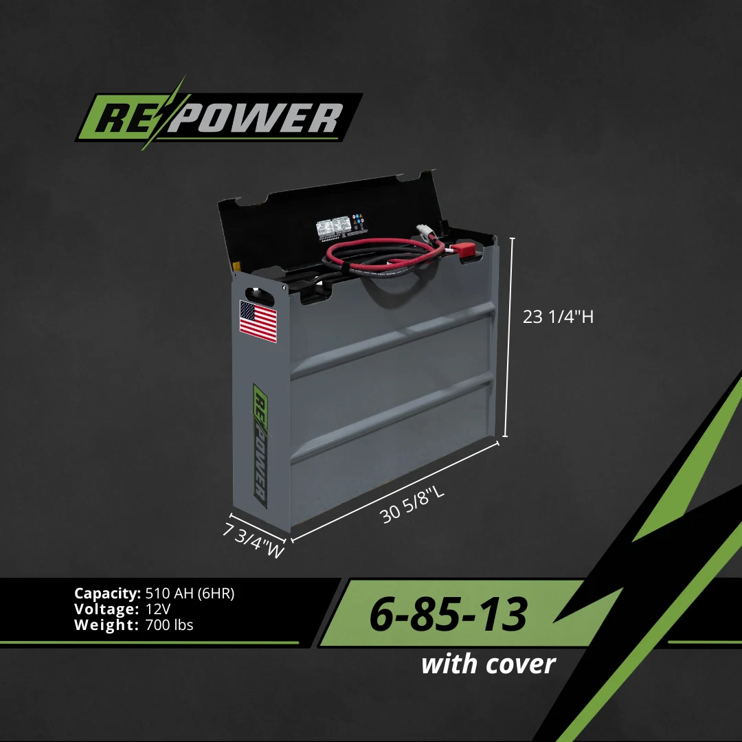 Repower Reconditioned 6-85-13 Forklift Battery 12V 30.6"L x 7.75"W x 23.25"H