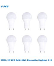 6 Bulbs, 9W 60W Equivalent , Dimmable,A19 LED, Daylight 5000K,GU24 Base Bulb