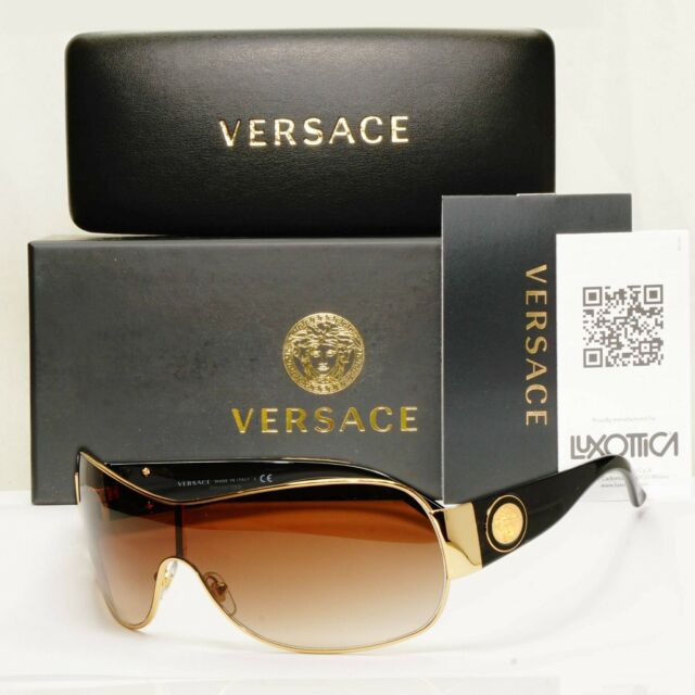 Authentic Versace Mens Womens Gold Shield Visor Medusa Sunglasses 2101 1002/13 Authentic Versace Mens Womens Gold Shield Visor Medusa Sunglasses 2101 1002/13