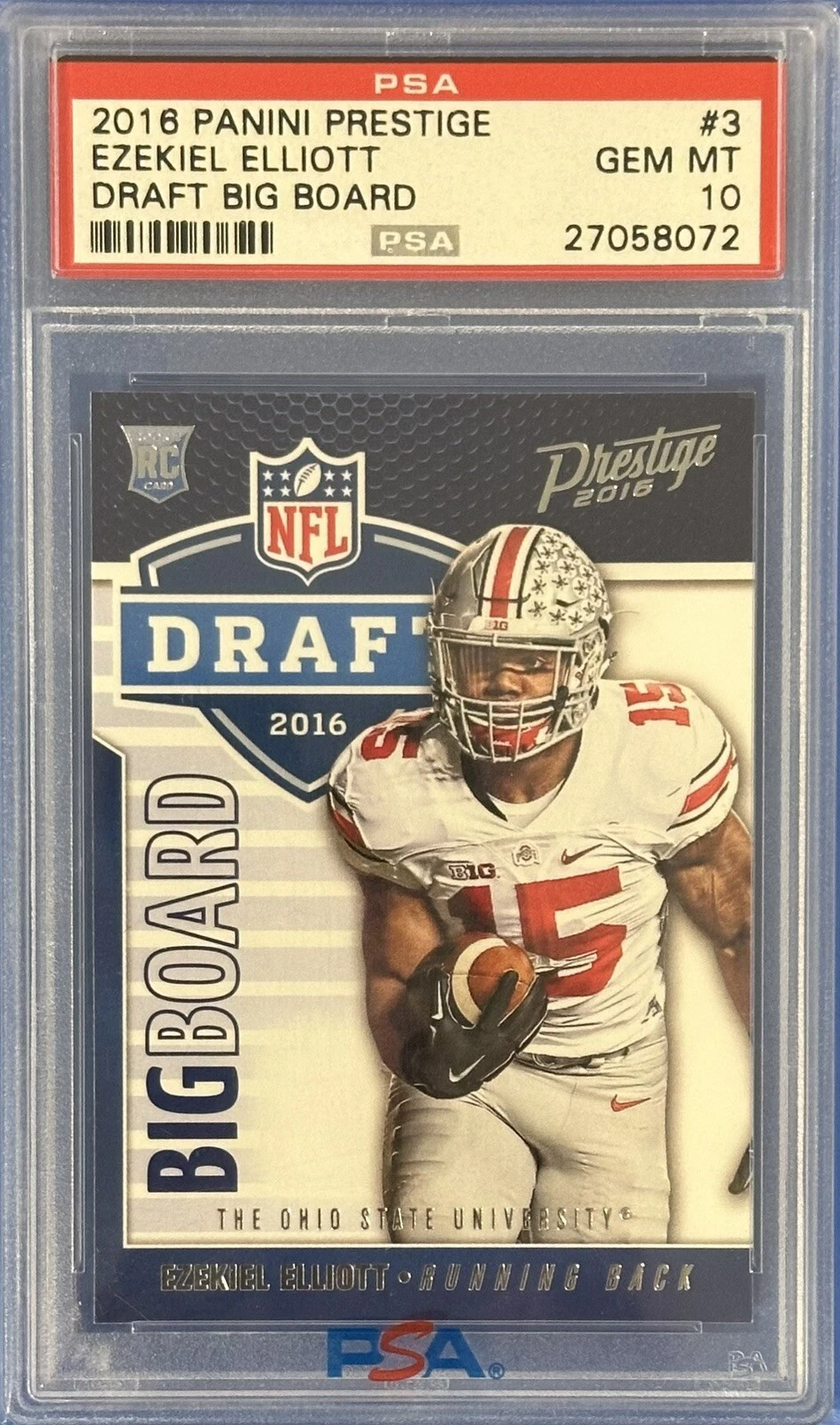 Ezekiel Elliott Panini Prestige Draft Big Board #3 Base