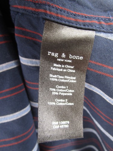 Rag & Bone Shirt Men Small Blue Button Down Striped Slim Fit Preppy $225 NEW - Picture 11 of 12
