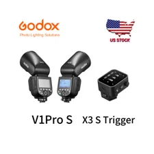 US Godox V1 Pro S 2.4G TTL HSS Li-ion Round Head Flash For Sony + X3 S Trigger