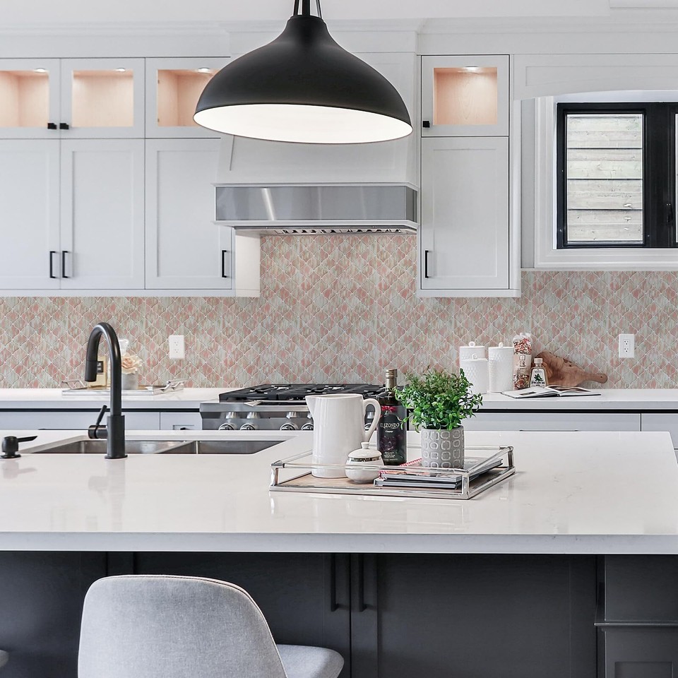 STICKGOO Arabesque Tile Peel and Stick Backsplash, 12”X12” Backsplash