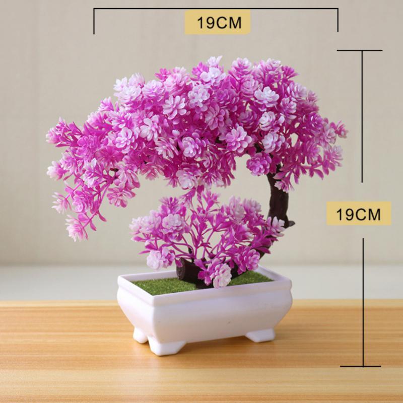 Artificial Plants Potted Bonsai Green Small Tree Plants Fake Flowers Potted Orna-image