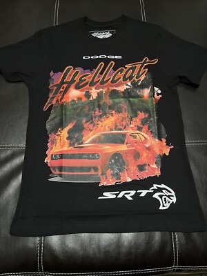 Dodge Hellcat Logo Emblem Engine SRT Flames Fire Automobiles Cars T Shirt