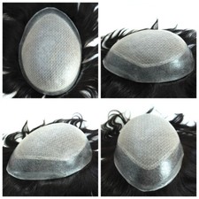 Mens Human Hair Replacement System Injected Silk Lace Toupee Remy Hairpieces