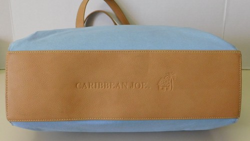 Caribbean Joe Sky Blue Shoulder Bag Handbag Tote Purse w/ Make-up Bag Wristlet - Picture 12 of 12