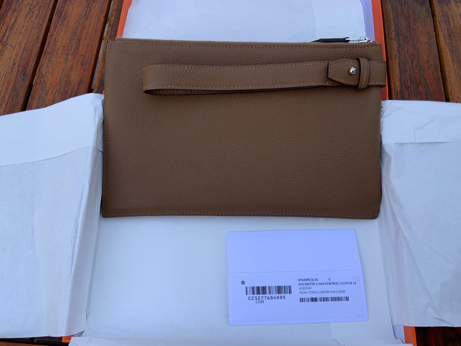 MSRP$2100 NIB Hermes Cabavertige 24 Pouch Clutch TOGO ALEZAN Authentic  Guranteed