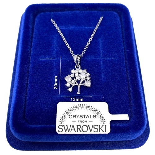 Collana Albero della Vita pl. oro Bianco 18k Choker con Cristalli Swarovski S85 - Foto 2 di 2