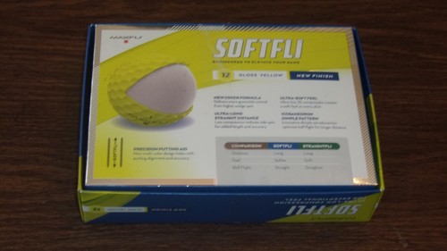 NIB MAXFLI MX23 SOFTFLI 1 Dozen Gloss Yellow Golf Balls - Afbeelding 3 van 8