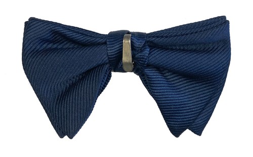 Vintage Navy Blue Bow Tie 1970s Oversized Large Butterfly Style Clip On - Picture 2 of 2