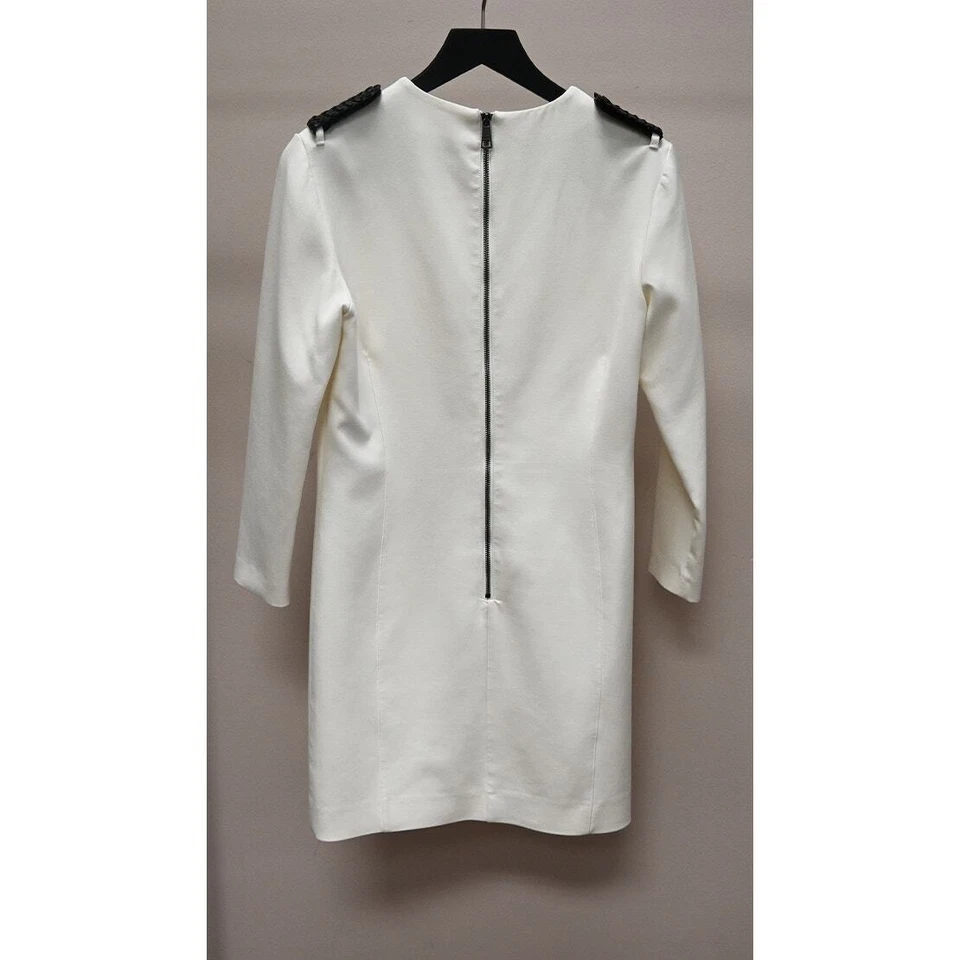 Vestido Burberry London Shift Talla 10 Blanco Manga Larga Cuello en V Foto 2 de 4