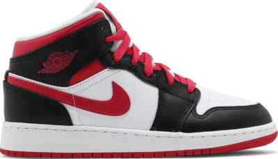  Air Jordan 1 Mid 554725-016 White Basketball Shoes Sneakers Size 6.5Y