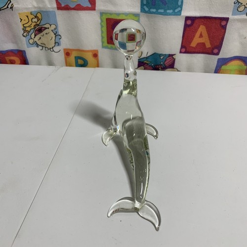 Vintage Seal Sea Lion With Ball Art Glass Figurine Paper Weight Trinket Decor - Picture 3 of 8