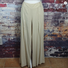 Elie Tahari Womens Sz 10 Bone Linen-Blend Stretch Wide-Leg Pleated Crepe Pants