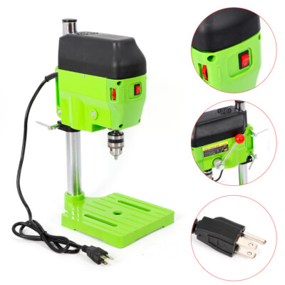 480W Electric Drill Press Stand Small Power Drilling Tool Mini Work Bench Green