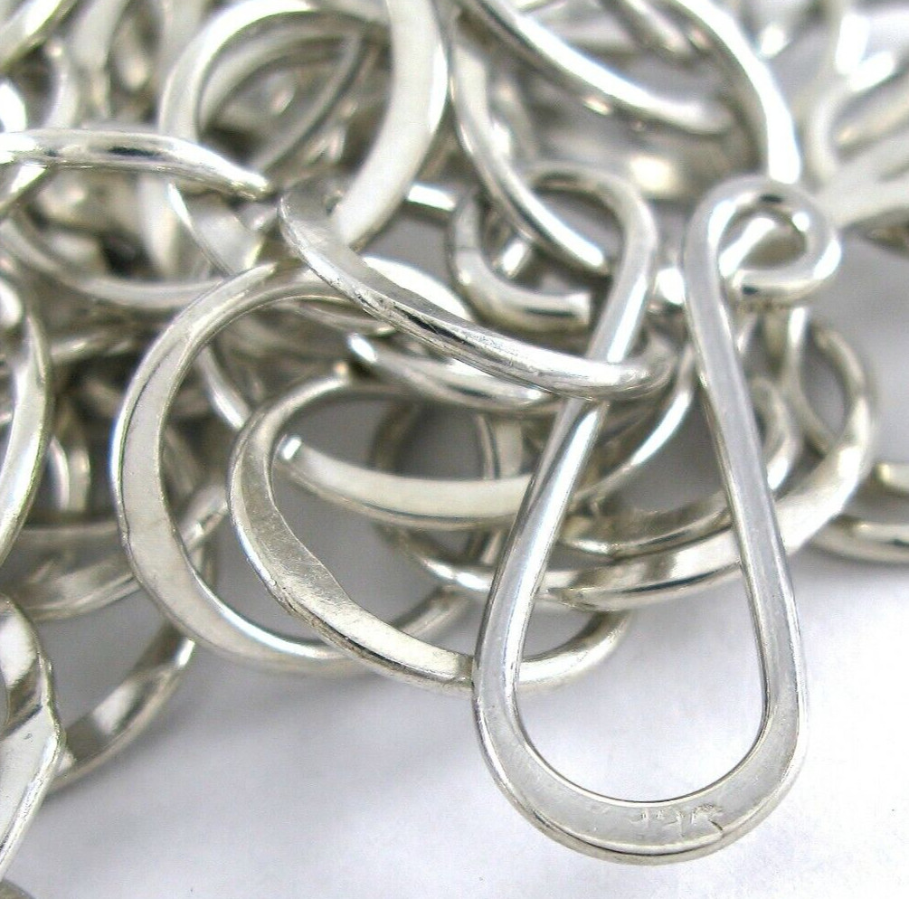 Solid Sterling Silver 925 Circle Link 19" Necklac… - image 11