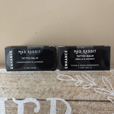 MAD RABBIT ENHANCE TATTOO BALM Lot TWO 2 Vanilla Coconut & Frankincense Lavender