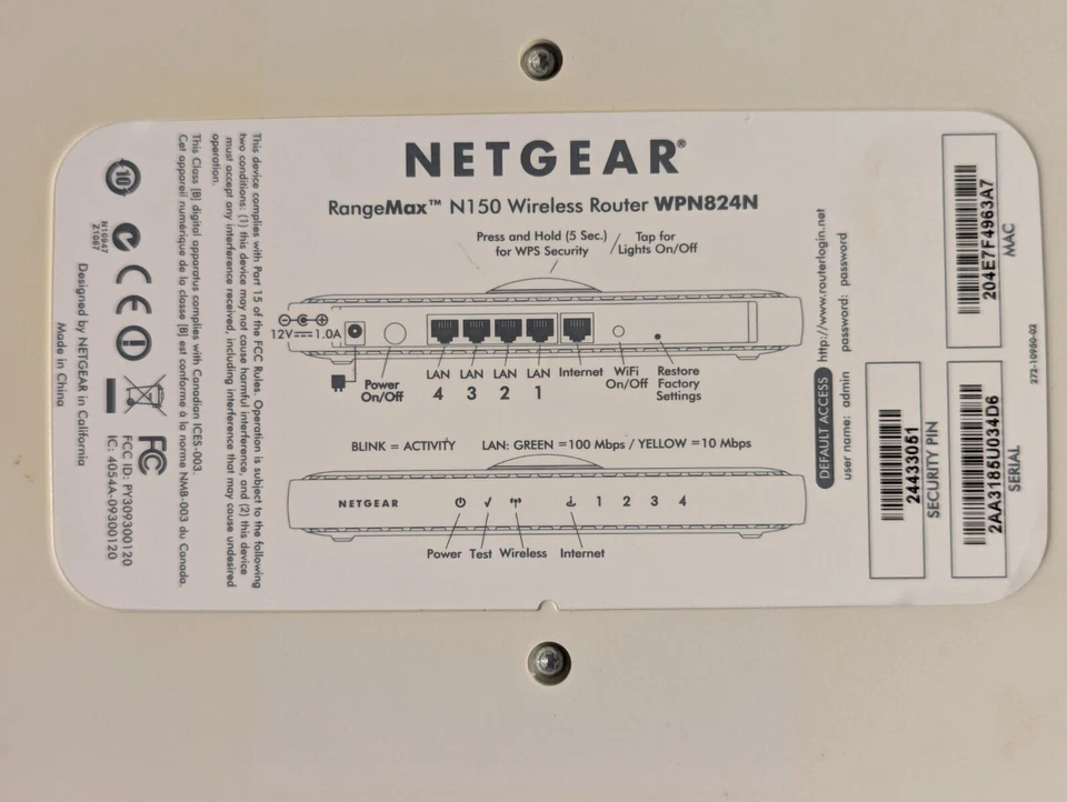 Netgear N150 WPN824N 150 Mbps 4-Port 10/100 Wireless G Router (WPN824N) - Image 4 of 4