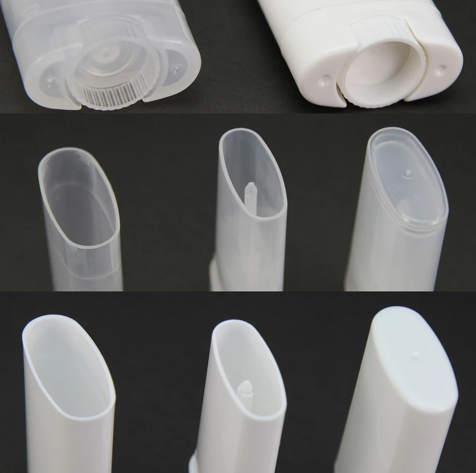 Clear / White Empty Oval Flat Tubes Deodorant Lip Balm Containers 15g - Image 2 of 4