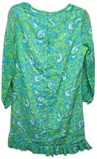 60s Beeline Fashions Swirl Print Shift Dress Groovy Green and Blue Mini Dress L