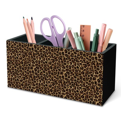 Trendy Retro Leopard Print Pen Pencil Holder Organizer for Desk, Cheetah Room...