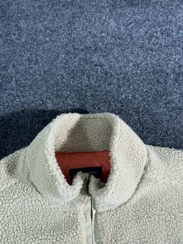 Vintage 90s Lands End Deep Pile Zip Up Fleece Jacket Tan Size Large - Picture 4 of 11