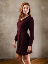 Able Lacy Crepe Wrap Mini Dress, Berry, Size Medium - NWT