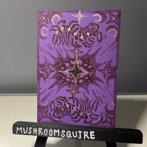 ACEO Original Drawing eye dark fantasy magic celestial stars bug mushroomsquire