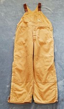 Vintage USA Carhartt Bib Overalls Men 48x30 Beige Duck Insulated Canvas Workwear